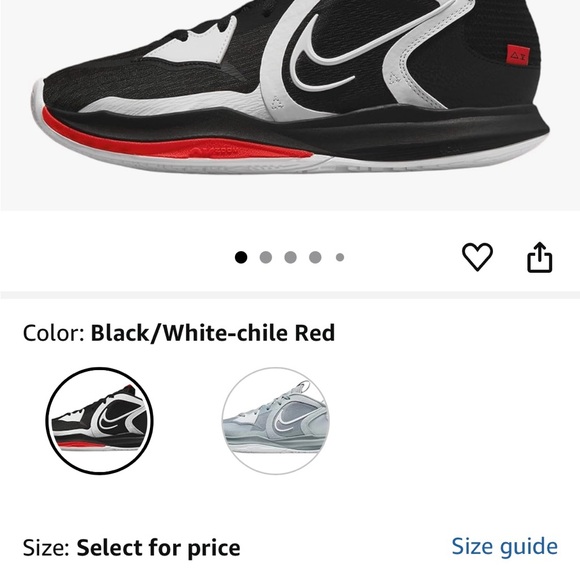 Nike Kyrie 5 Low Basketball Black and White Chile-Red Athletic Shoes - Picture 9 of 9